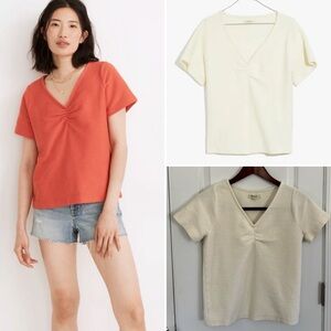 Madewell Ottoman Jacquard Ruched-Front Top